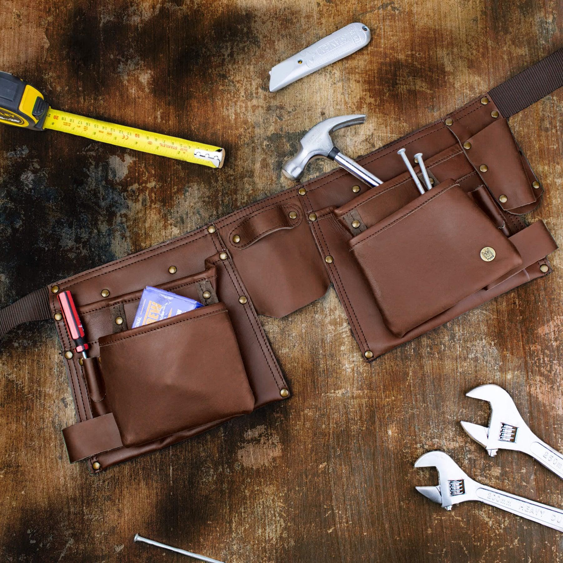 Laser Personalized Brown Leather Tool Belt - Image 3