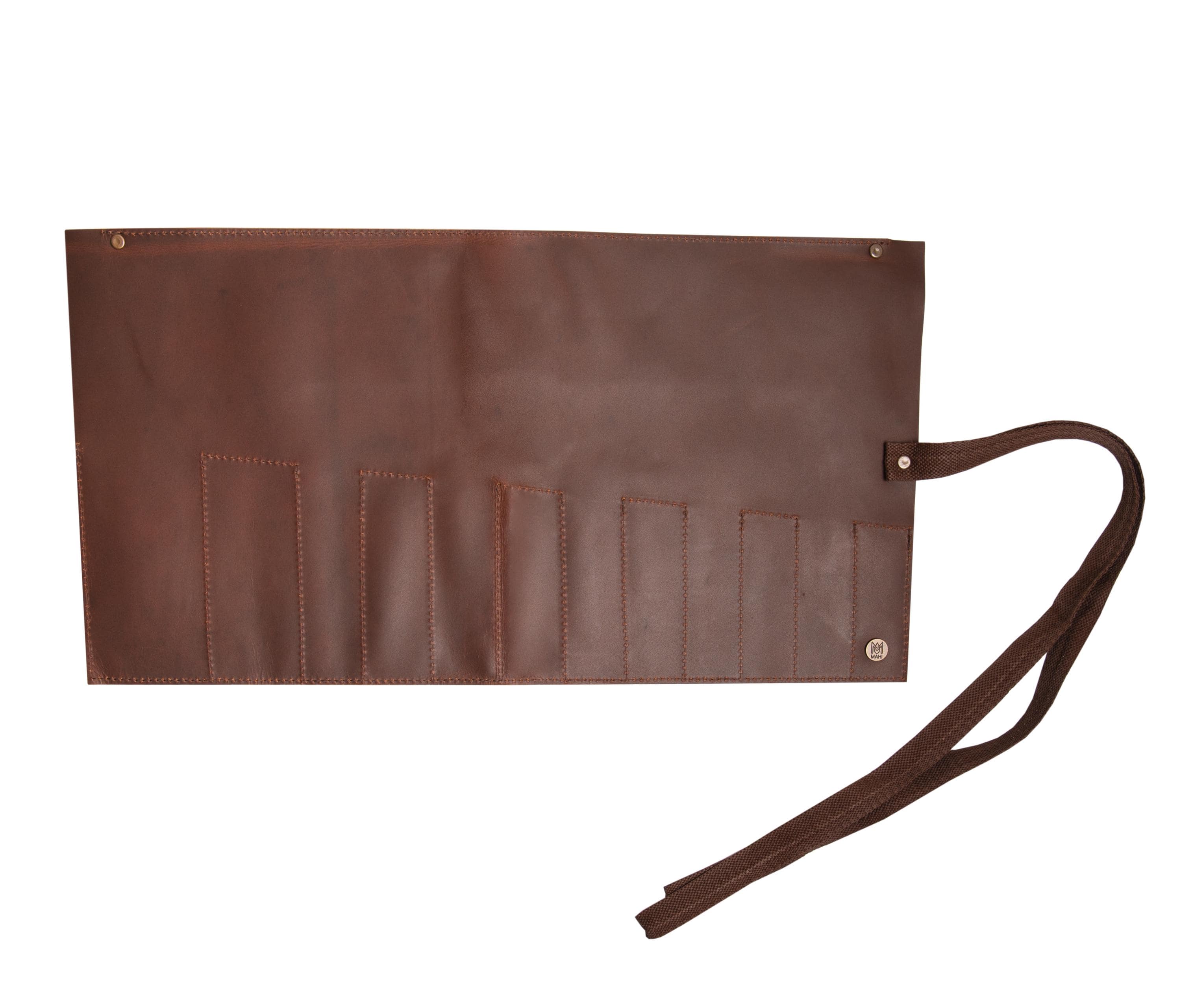 Laser Personalized Brown Leather Tool Wrap - Image 6