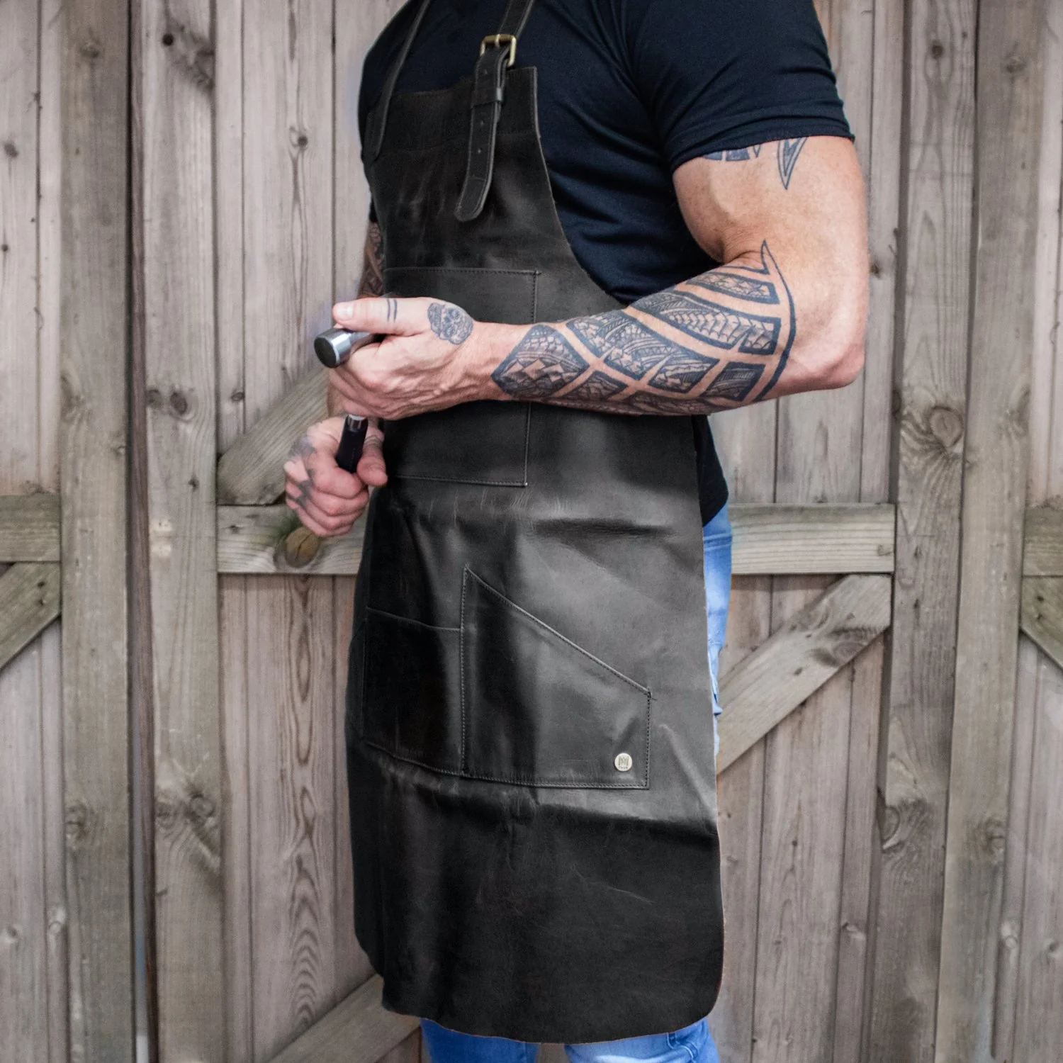 Long Multi-Pocket Leather Apron - Image 9