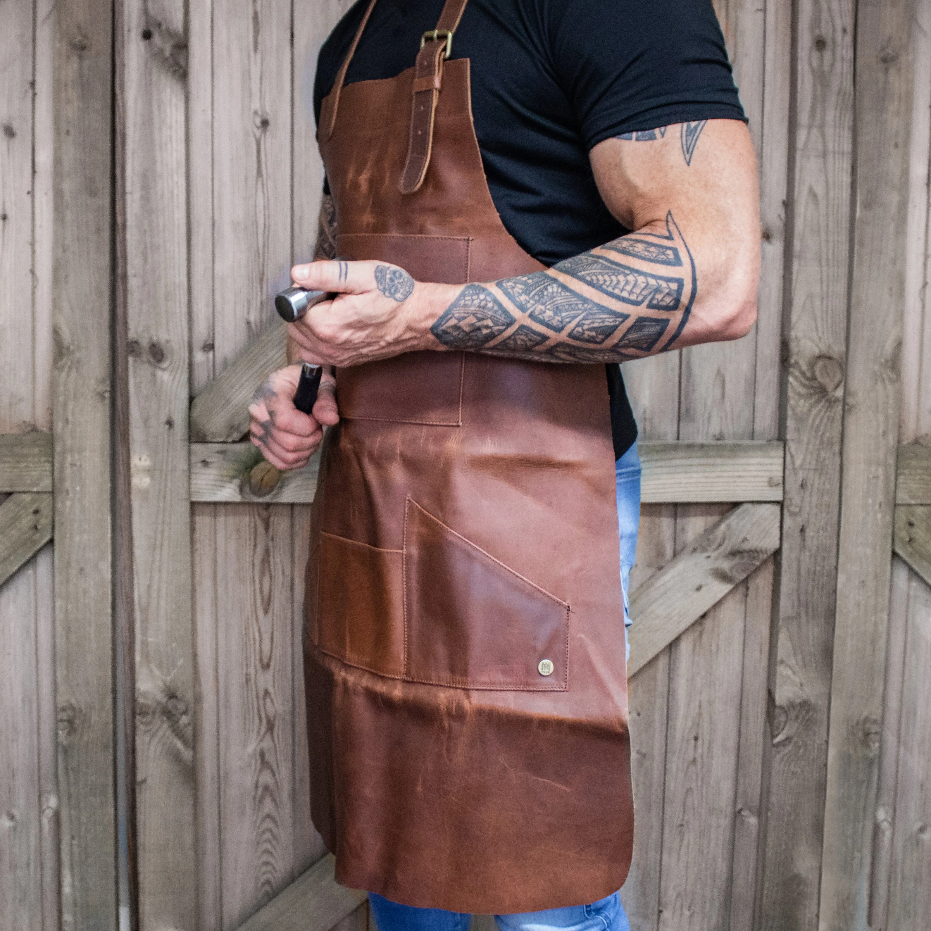 Long Multi-Pocket Leather Apron - Image 10